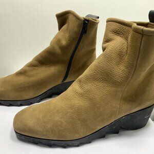 Arche Deniki Brown Leather Wedge Boots Women’s 10